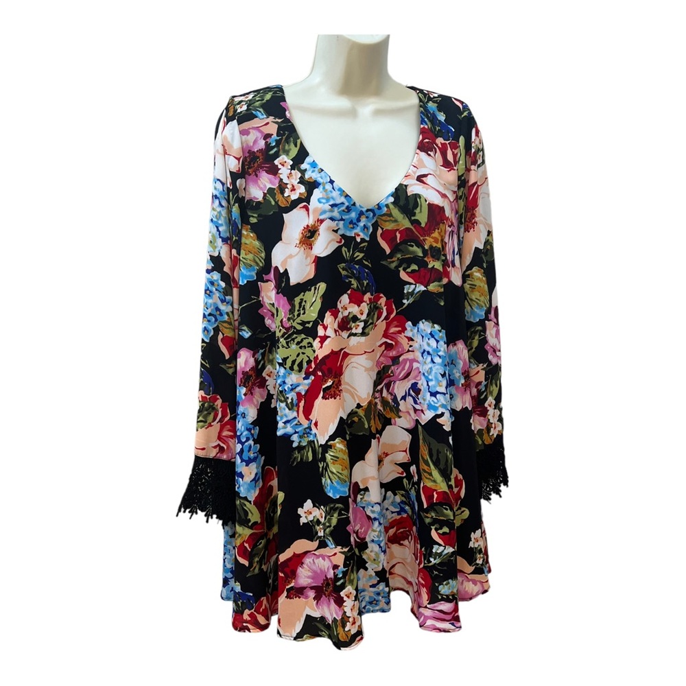 Show Me Your MuMu Blouse Bohemian Peasant Floral Top V Neckline